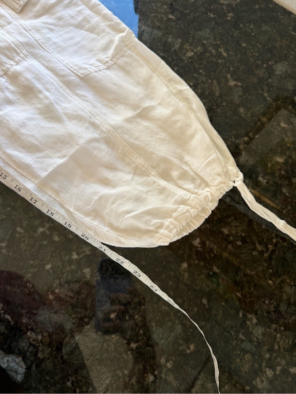 ELAN Linen & Cotton Blend White Lined Cargo Pull On Pants. SZ LG. Coastal. EUC - Picture 9 of 9
